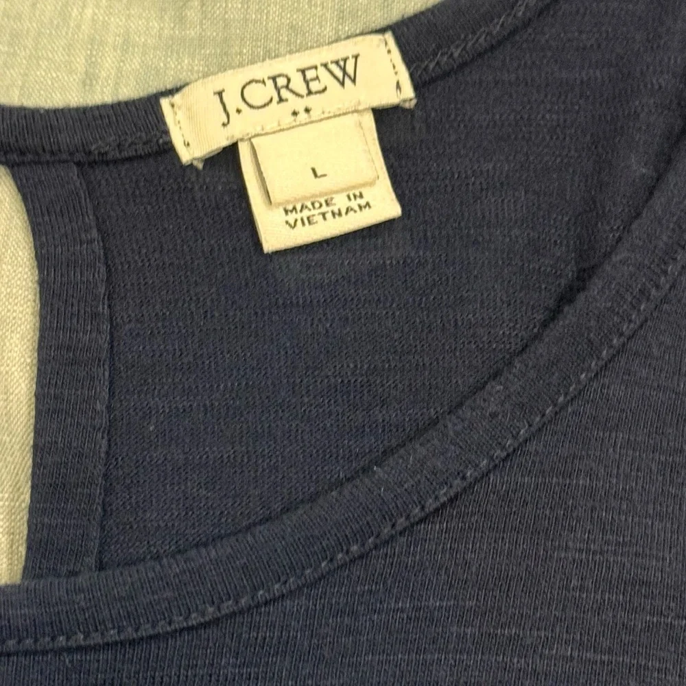 J. Crew Women's Sleeveless Layered Look Tank Top keyhole back blue‎ stripes L